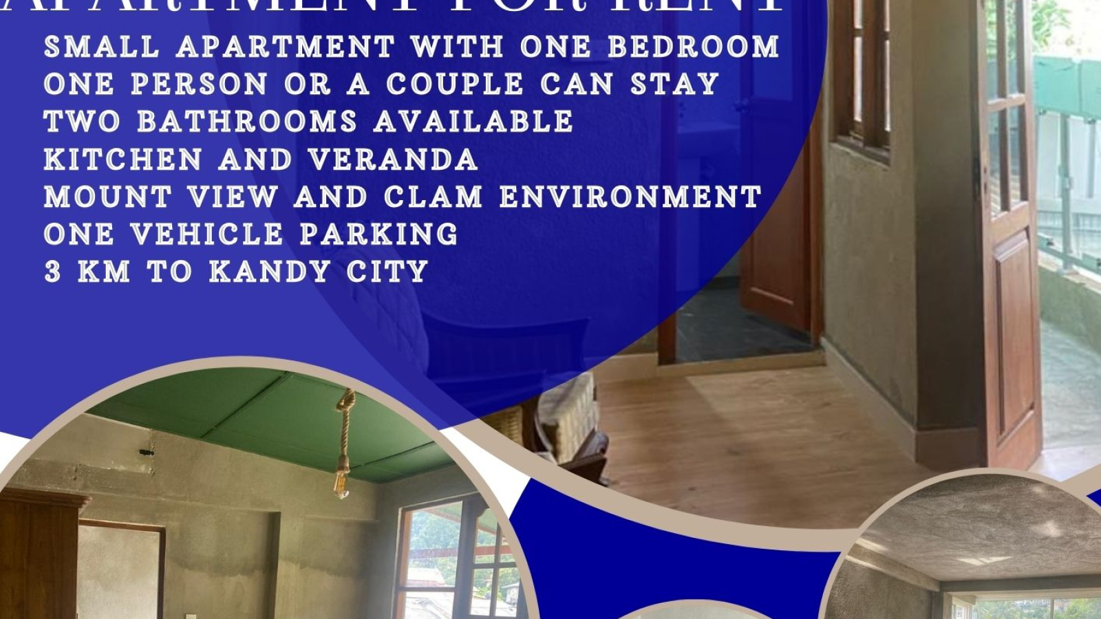 2nd Lane, Aruppola, Kandy, Kandy 20000, 1 Bedroom Bedrooms, ,2 BathroomsBathrooms,Apartment,For Rent, Aruppola,2,1185